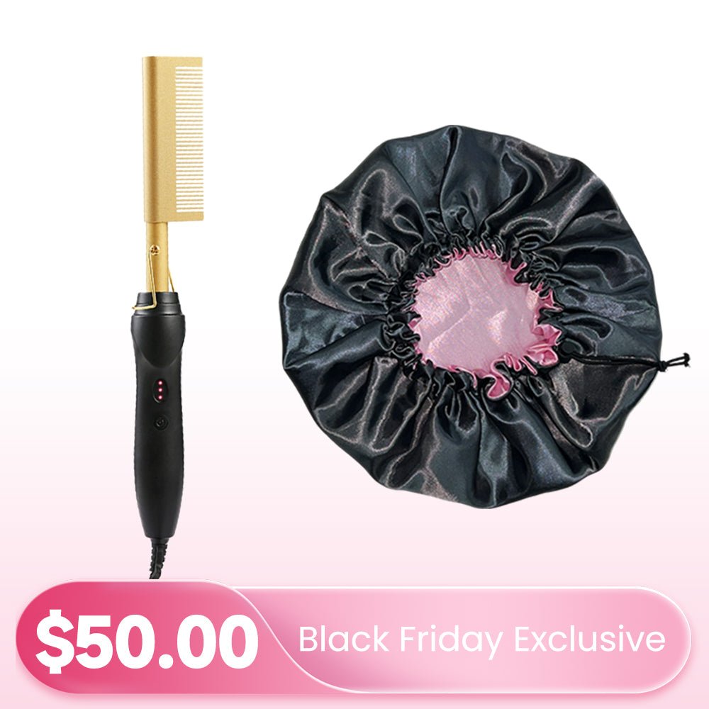 $50 | Black Friday Exclusive Free 3 In 1 Hot Comb Electric + Shower Cap - GeetaHair
