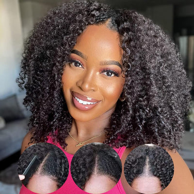 Geeta Kinky Curly V Part Wig Beginner Friendly No Glue 100% Virgin Human Hair Wig - Geeta Hair - GeetaHair