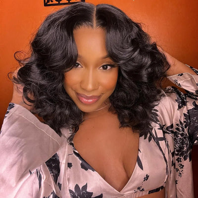 300% Density Loose Wave Wig 13x4 Lace Front Wig Short Loose Glueless Human Hair Bob Wig For Women - GeetaHair