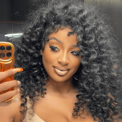Geeta Full Resilient Curly Glueless Wig Human Hair 13x4 Lace Front Wig Pre Plucked 250% Density - GeetaHair