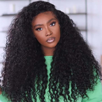 Glueless Full Deep Wave 13x4 HD Lace Front Wig Transparent Lace Human Hair Wigs Plucked Hairline 250% Density - Geeta Hair - GeetaHair