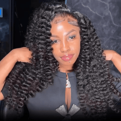 Full Tight Curly Glueless Wig Human Hair 7x5 Pre Cut Lace Wig Pre Plucked 180% Density - GeetaHair