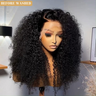 Kinky Curly Human Hair Wig Glueless 13x4 Lace Front Wig Pre Plucked With Baby Hair Natural Hairline - GeetaHair