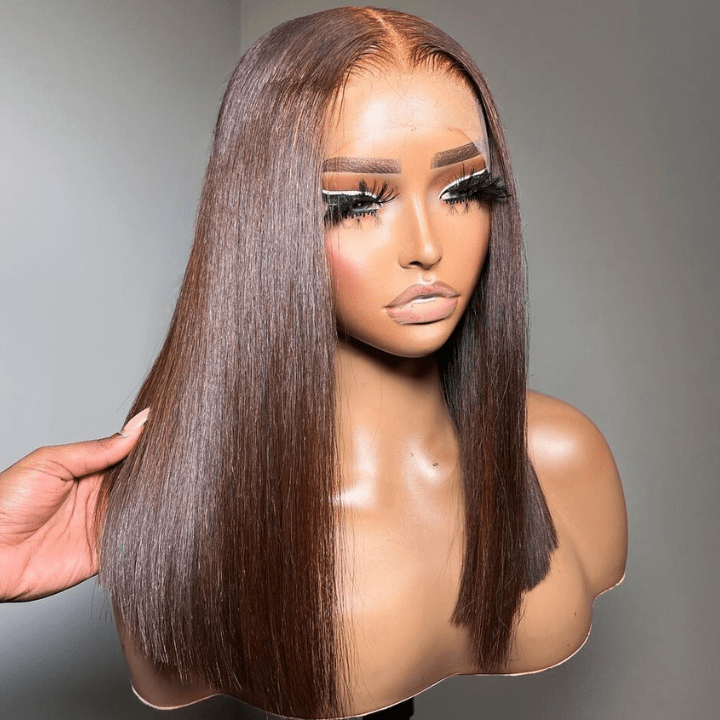 Brown 4x4/13x4 HD Lace Bob Wig Colored Bone Straight Shoulder Length Human Hair Wigs - Geeta hair - GeetaHair