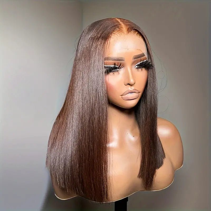 Brown 4x4/13x4 HD Lace Bob Wig Colored Bone Straight Shoulder Length Human Hair Wigs - Geeta hair - GeetaHair