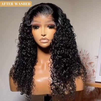300% Density Raw Human Hair Wigs for Women 13x4 Curly Lace Frontal Wigs Pre Bleached knots Glueless Wigs - GeetaHair
