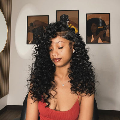 Loose Bouncy Human Hair Wigs Glueless 13x6 HD Lace Frontal Wigs Side Part Lace Front Human Hair Wig Pre Plucked - GeetaHair