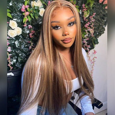 Tax Return Sale Honey Blonde Lace Front Wigs Colored Straight 13x4 Lace Frontal Human Hair Wig Pre Plucked - GeetaHair