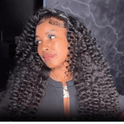 Full Tight Curly Glueless Wig Human Hair 7x5 Pre Cut Lace Wig Pre Plucked 180% Density - GeetaHair