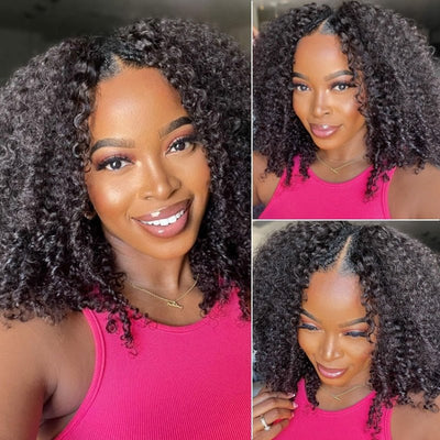 Bogo Sale: $179=V Part Curly 16" Wig + 10" Bob Straight Wig With Bangs - GeetaHair