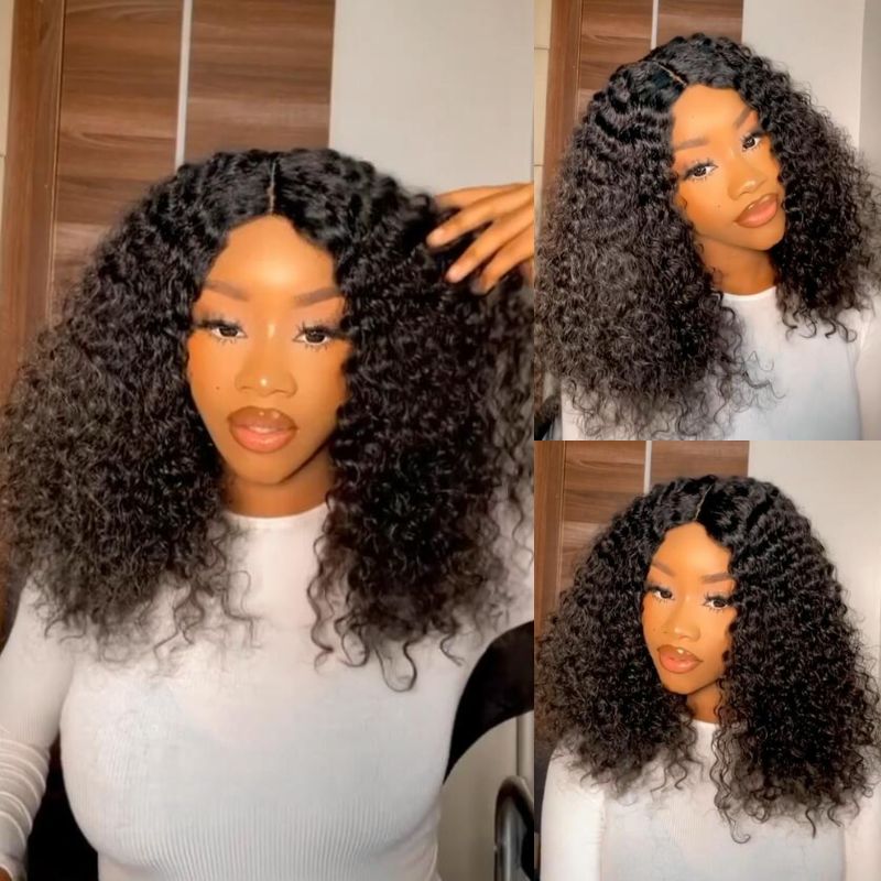 Pre Bleached Knots Short Curly Human Hair Wigs 13x4 HD Glueless Wig Pre Blucked 180% Density - GeetaHair