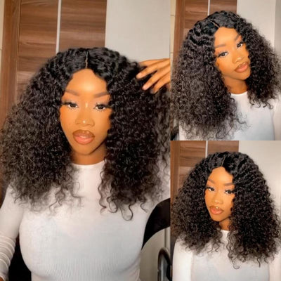 Pre Bleached Knots Short Curly Human Hair Wigs 13x4 HD Glueless Wig Pre Blucked 180% Density - GeetaHair
