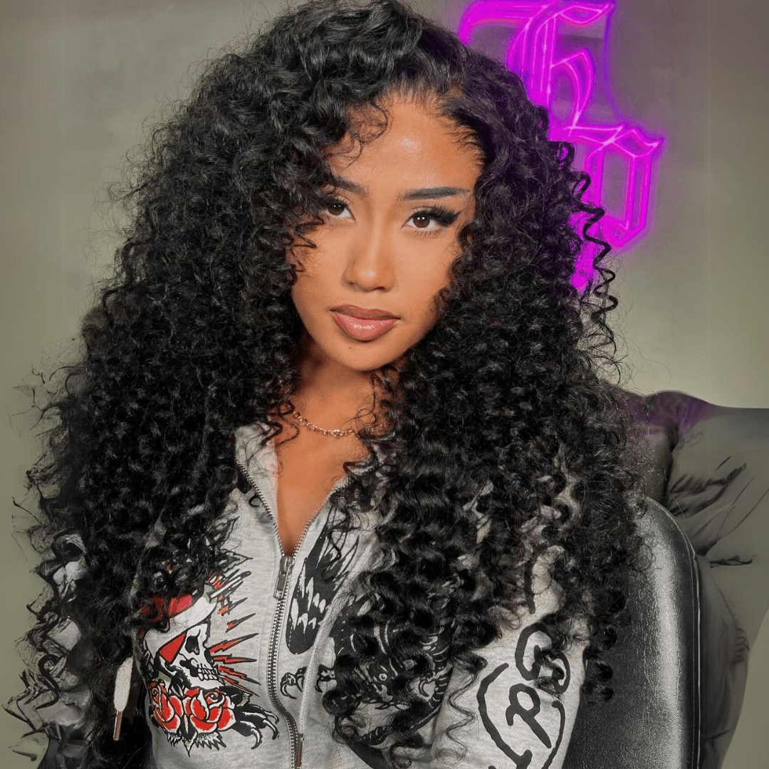 Loose Curly Glueless Wig Wand Curls 13x4 Lace Front Human Hair Wigs Pre Plucked 250% Densityur - GeetaHair