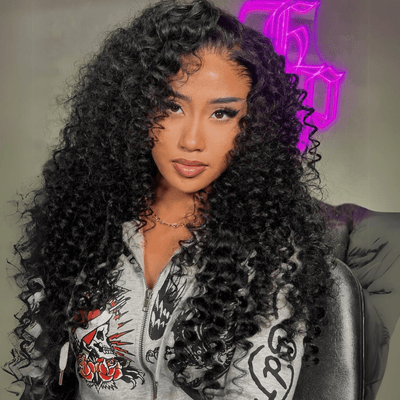 Loose Curly Glueless Wig Wand Curls 13x4 Lace Front Human Hair Wigs Pre Plucked 250% Densityur - GeetaHair