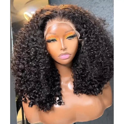 Geeta Glueless Wig Curly Human Hair 13x4 Lace Frontal Curly Wave Bob Wig Pre Plucked Natural Hairline - GeetaHair