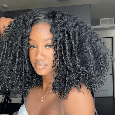 Full 250% Density Finger Coily Curly Glueless Wig 13x4 Curly HD Lace Front Wigs Pre Bleached Natural Hairline - GeetaHair