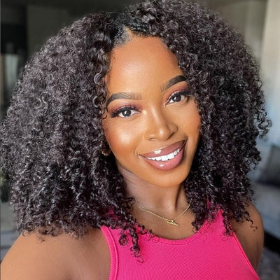 Bogo Sale: $179=V Part Curly 16" Wig + 10" Bob Straight Wig With Bangs - GeetaHair
