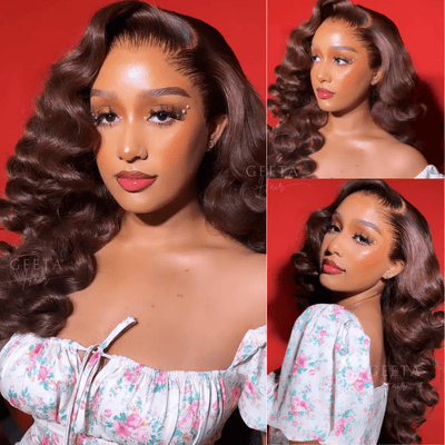 Glueless Chocolate Brown Loose Deep Wave 4x4/13x4 HD Lace Front Wig Pre Plucked Hairline Human Hair Wigs - Geeta Hair - GeetaHair