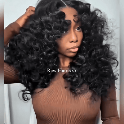 Geeta Fluffy Loose Wave Curtain Bangs Wig 13x4 Lace Front Wigs With Bangs 250% Density - GeetaHair