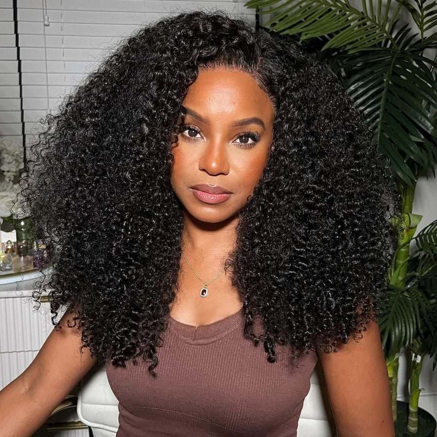 Fluffy Kinky Curly HD Transparent Lace Front Wigs 13x4/6x4 Real Human Hair Wig Pre Plucked Hairline - Geeta Hair - GeetaHair