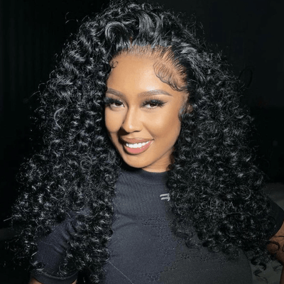 Human Hair Curly Wigs 13x4 HD Transparent Front Lace Wigs Glueless Real Hair Closure Wigs - Geeta Hair - GeetaHair
