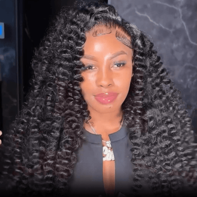 Full Tight Curly Glueless Wig Human Hair 7x5 Pre Cut Lace Wig Pre Plucked 180% Density - GeetaHair