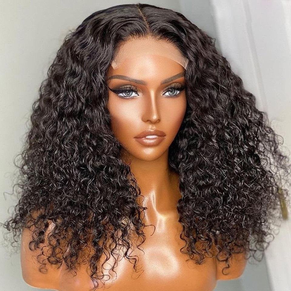 Pre Bleached Knots Short Curly Human Hair Wigs 13x4 HD Glueless Wig Pre Blucked 180% Density - GeetaHair