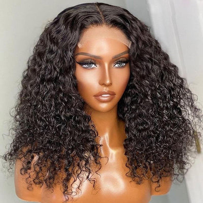 Pre Bleached Knots Short Curly Human Hair Wigs 13x4 HD Glueless Wig Pre Blucked 180% Density - GeetaHair