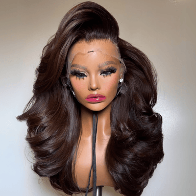 Chocolate Brown Body Wave HD Lace Frontal Wigs 13x6 Brown Colored Glueless Human Hair Wigs For Women - GeetaHair