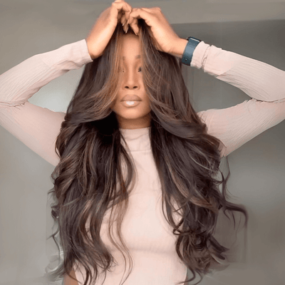 Geeta Hair Money Piece Layered Cut Glueless Wigs 13x4 HD Lace Front Human Hair Wig Pre Plucked - GeetaHair