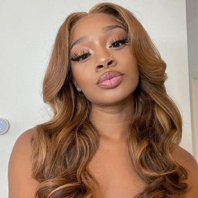 Brown Body Wave Human Hair Bob Wigs Colored Medium Length Transparent Lace Bob Wig - GeetaHair