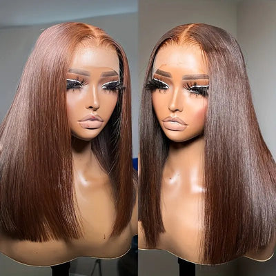 Brown 4x4/13x4 HD Lace Bob Wig Colored Bone Straight Shoulder Length Human Hair Wigs - Geeta hair - GeetaHair