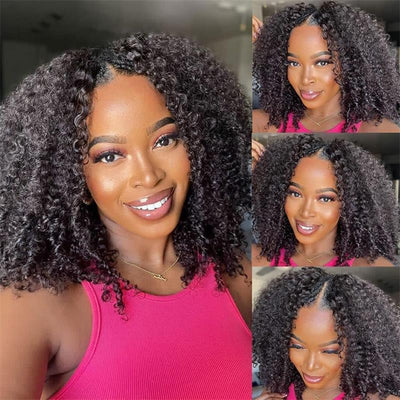 Geeta Kinky Curly V Part Wig Beginner Friendly No Glue 100% Virgin Human Hair Wig - Geeta Hair - GeetaHair
