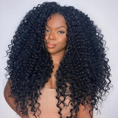 250% Density Full Curly Wave Lace Front Wigs 13x4 HD Lace Human Hair Wig - GeetaHair