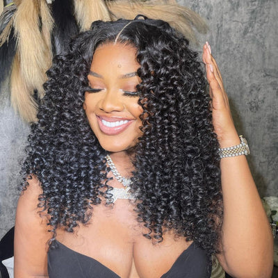 Micro Wand Curls Glueless Wig Human Hair 7x5 Pre Cut Lace Wig Pre Plucked 180% Density - GeetaHair