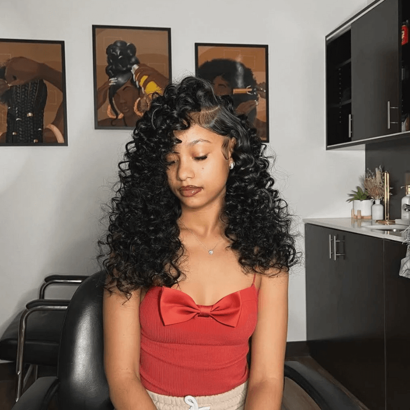 Geeta Loose Bouncy Human Hair Wigs Glueless 13x6 HD Lace Frontal Wigs Side Part Lace Front Human Hair Wig Pre Plucked - GeetaHair