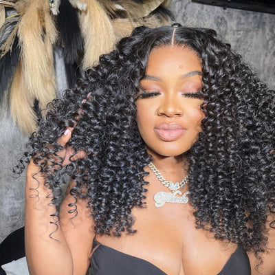 Micro Wand Curls Glueless Wig Human Hair 7x5 Pre Cut Lace Wig Pre Plucked 180% Density - GeetaHair