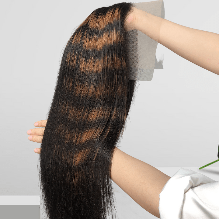 Highlight Zebra Brown Long Straight Hair Glueless 4x4/13x4 HD Lace Front Human Hair Wigs - Geeta Hair - GeetaHair