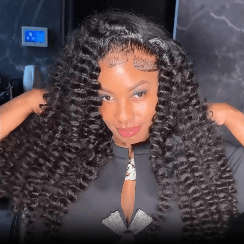 Full Tight Curly Glueless Wig Human Hair 7x5 Pre Cut Lace Wig Pre Plucked 180% Density - GeetaHair