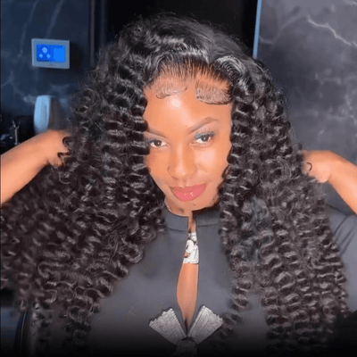 Full Tight Curly Glueless Wig Human Hair 7x5 Pre Cut Lace Wig Pre Plucked 180% Density - GeetaHair