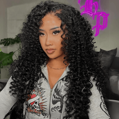 Loose Curly Glueless Wig Wand Curls 13x4 Lace Front Human Hair Wigs Pre Plucked 250% Densityur - GeetaHair