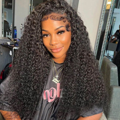 13x4 Lace Front Wigs Human Hair Pre Plucked with Baby Hair Jerry Curly Lace Frontal Wig for Black Women 180% Density - GeetaHair