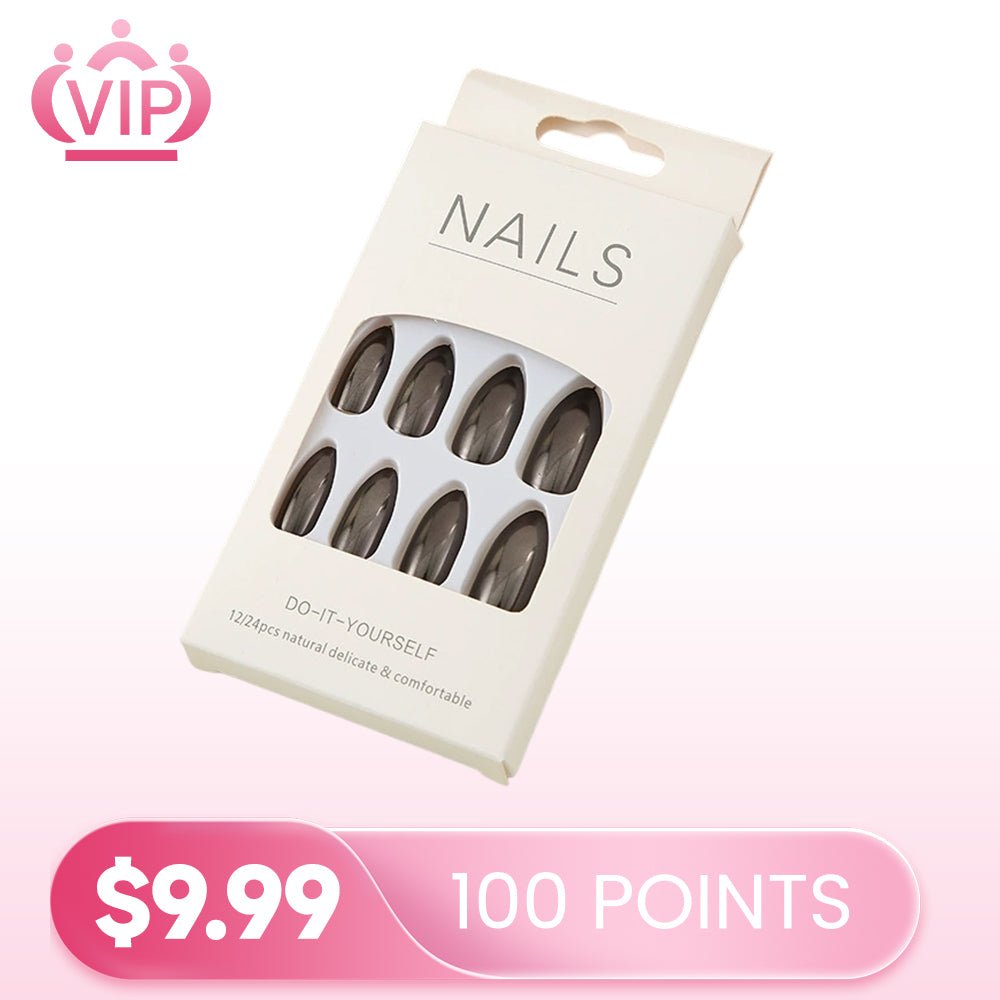 $9.99 | 100 Points VIP Free Press On Nails Nail Glue Included Black - GeetaHair