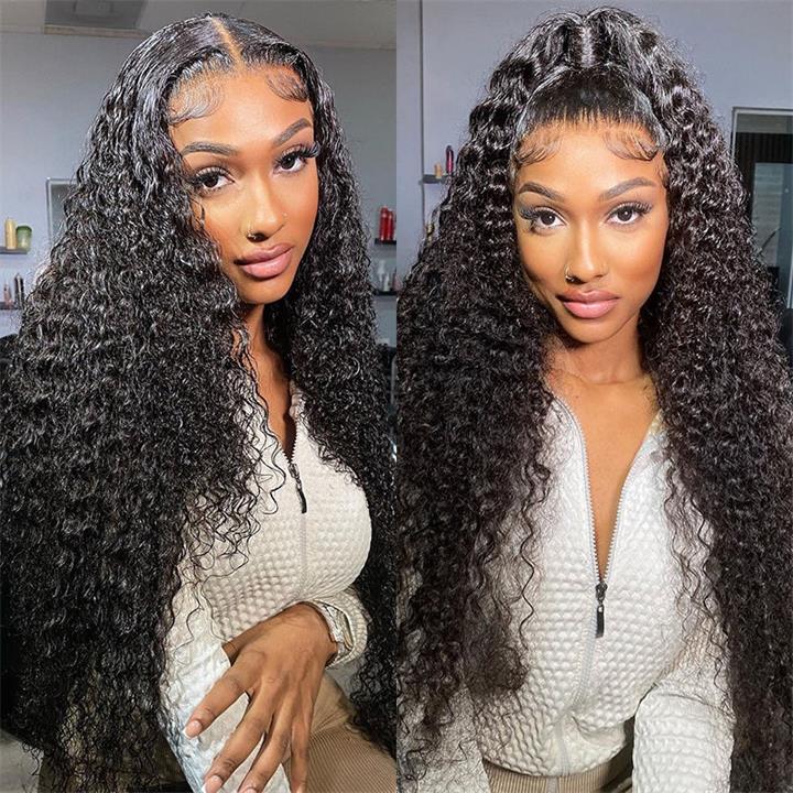 13x4 Lace Front Wigs Human Hair Pre Plucked with Baby Hair Jerry Curly Lace Frontal Wig for Black Women 180% Density - GeetaHair
