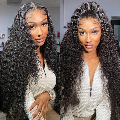 13x4 Lace Front Wigs Human Hair Pre Plucked with Baby Hair Jerry Curly Lace Frontal Wig for Black Women 180% Density - GeetaHair