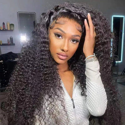 13x4 Lace Front Wigs Human Hair Pre Plucked with Baby Hair Jerry Curly Lace Frontal Wig for Black Women 180% Density - GeetaHair