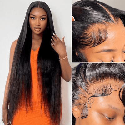 40 Inch Long Black Hair Straight HD Lace Front Wig Super Long Length Human Hair Wigs For Women - GeetaHair