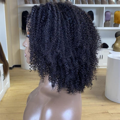Short Kinky Curly Wigs for Black Women Black Curly Lace Front Wigs Human Hair Pre Plucked 180% Density - Geeta Hair - GeetaHair