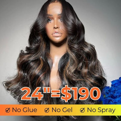 Highlight Brown 13x4 Body Wave Pre Cut HD Lace Front Wigs Glueless Highlights Color Human Hair Wigs - GeetaHair - GeetaHair