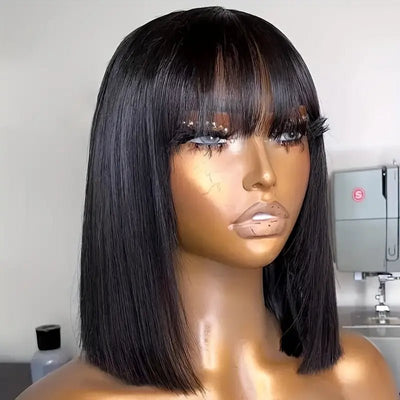 Bogo Sale: $179=V Part Curly 16" Wig + 10" Bob Straight Wig With Bangs - GeetaHair